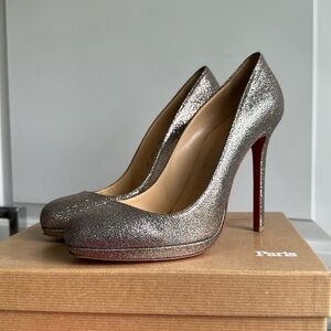 Christian Louboutin Neofilo 120 Glitter Mini. Color Grenadine, Size 39.5.